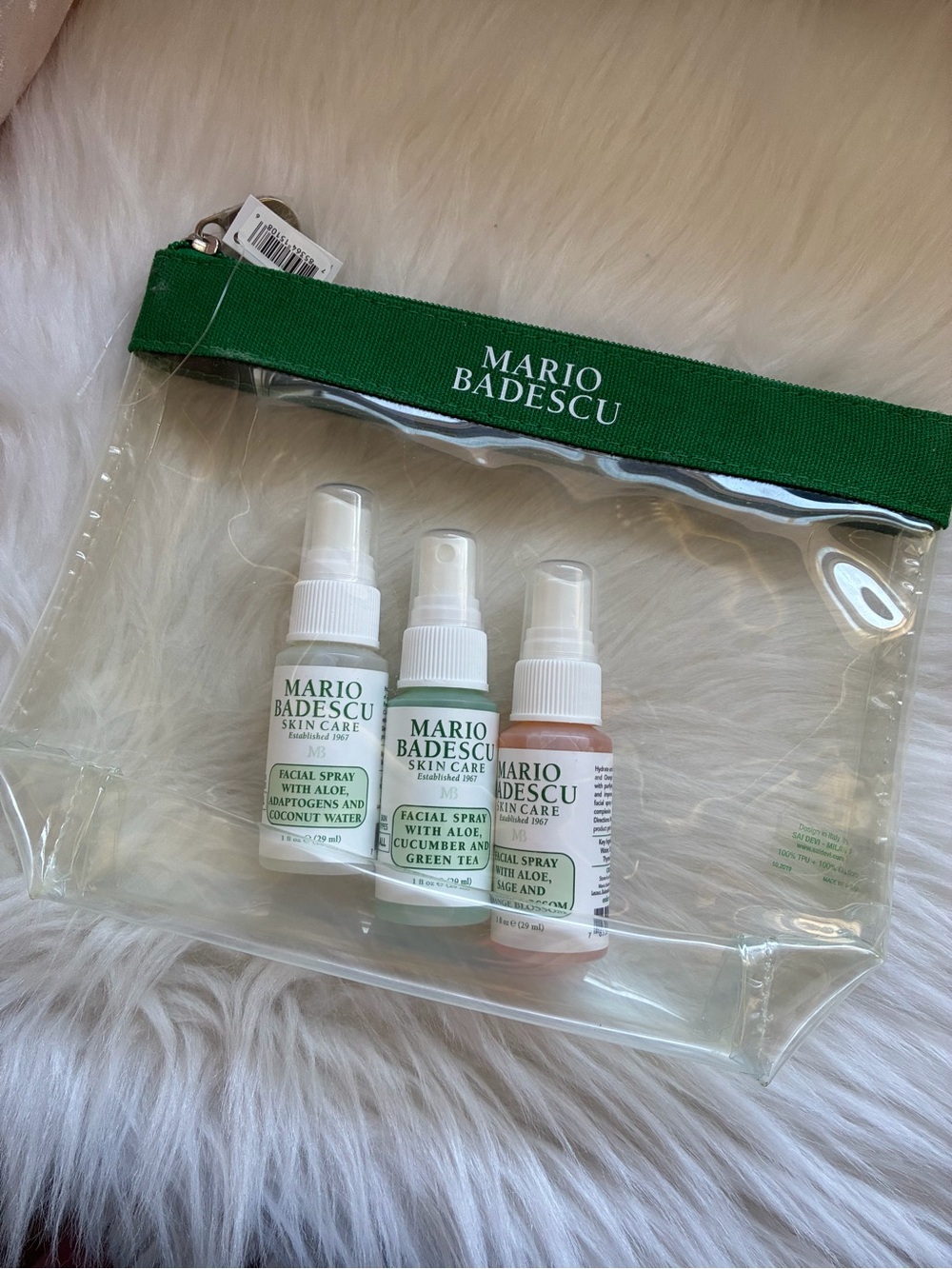 Mario Badescu Mini Facial Spray Trio in Green and Clear Pouch